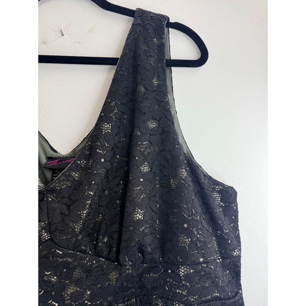 Torrid Womens Black Gold Metallic Floral Lace V-Neck Cocktail Chic Dress Sz 22 - Picture 5 of 7